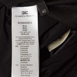Pre Owned Elisabetta Franchi Black Beaded Jersey Sem Sheer Bodysuit M