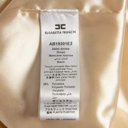 Elisabetta Franchi Cream Chain Print Crepe Sequin Neck-Tie Shift Dress M
