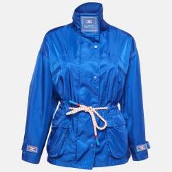Pre Owned Elisabetta Franchi Blue Nylon Windbreaker Jacket S