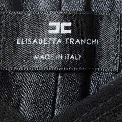 Pre Owned Elisabetta Franchi Black Crepe High-Rise Wide Leg Trousers S