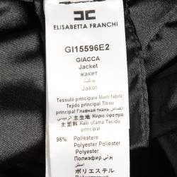 Pre Owned Elisabetta Franchi Navy Blue Crepe Single Breasted Blazer M