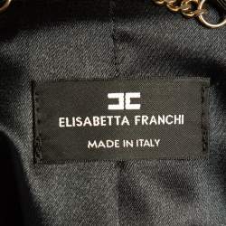 Pre Owned Elisabetta Franchi Navy Blue Crepe Single Breasted Blazer M