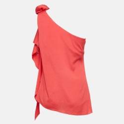 Elisabetta Franchi Red Crepe One Shoulder Top L