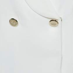 Pre Owned Elisabetta Franchi Off-White Crepe Collared Sleeveless Mini Dress S