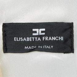 Pre Owned Elisabetta Franchi Off-White Crepe Collared Sleeveless Mini Dress S