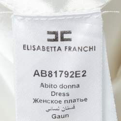 Pre Owned Elisabetta Franchi Off-White Crepe Collared Sleeveless Mini Dress S