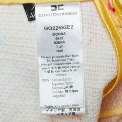 Elisabetta Franchi Yellow Hearts print Cotton Canvas Fringed Mini Skirt S