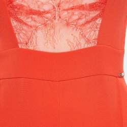 Pre Owned Elisabetta Franchi Orange Crepe Lace Trimmed Jumpsuit XL