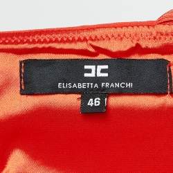 Pre Owned Elisabetta Franchi Orange Crepe Lace Trimmed Jumpsuit XL
