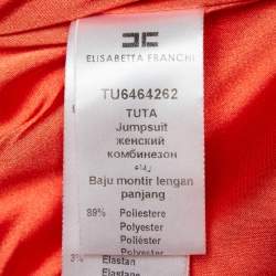 Pre Owned Elisabetta Franchi Orange Crepe Lace Trimmed Jumpsuit XL