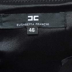 Pre Owned Elisabetta Franchi Black Crepe Lace Trimmed Jumpsuit XL