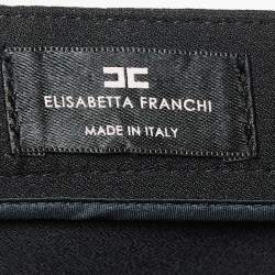 Elisabetta Franchi Black Stretch Crepe Flared Trousers L