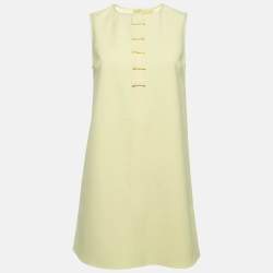 Elisabetta Franchi Yellow Crepe Bow Detail Passepartout Dress S