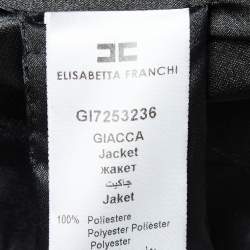 CH Carolina Herrera Black Crepe Patterned Hem Blazer L