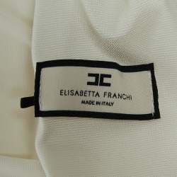 Pre Owned Elisabetta Franchi White Jersey Belted Maxi Dress S