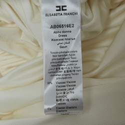 Pre Owned Elisabetta Franchi White Jersey Belted Maxi Dress S