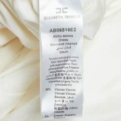 Pre Owned Elisabetta Franchi White Jersey Belted Maxi Dress S
