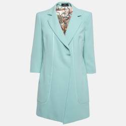 Elisabetta Franchi Mint Green Crepe Mid-Length Coat M