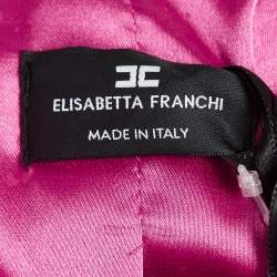 Elisabetta Franchi Pink Crepe Fringed Double Breasted Blazer L