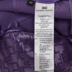 Pre Owned Elisabetta Franchi Purple Stretch Crepe Sweetheart Neck Jumpsuit M