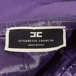 Pre Owned Elisabetta Franchi Purple Stretch Crepe Sweetheart Neck Jumpsuit M