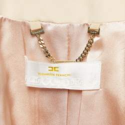 Pre Owned Elisabetta Franchi Pink Lace and Jersey Round Neck Jacket M