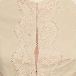 Pre Owned Elisabetta Franchi Pink Lace and Jersey Round Neck Jacket M