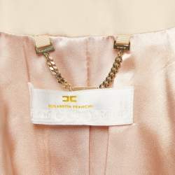 Pre Owned Elisabetta Franchi Pink Lace and Jersey Round Neck Jacket M