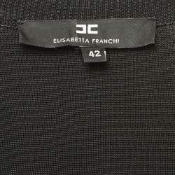 Elisabetta Franchi Black Lace and Knit Pleated Cardigan M