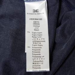 Pre Owned Elisabetta Franchi Blue Corduroy High-Low Flared Dress M