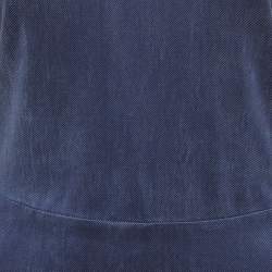 Pre Owned Elisabetta Franchi Blue Corduroy High-Low Flared Dress M