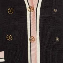 Pre Owned Elisabetta Franchi Black Rib Knit Double Breasted Sweater Dress S