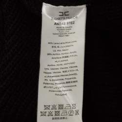 Pre Owned Elisabetta Franchi Black Rib Knit Double Breasted Sweater Dress S