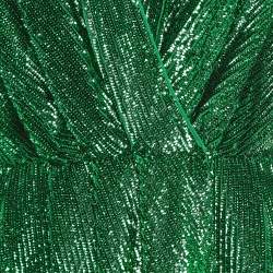 Pre Owned Elisabetta Franchi Green Sequin Crepe Midi Dress L