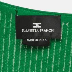 Pre Owned Elisabetta Franchi Green Sequin Crepe Midi Dress L