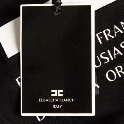 Pre Owned Elisabetta Franchi Black Textured Print Cotton Belted T-Shirt Dress M