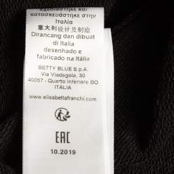 Pre Owned Elisabetta Franchi Black Textured Print Cotton Belted T-Shirt Dress M