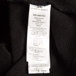 Pre Owned Elisabetta Franchi Black Textured Print Cotton Belted T-Shirt Dress M