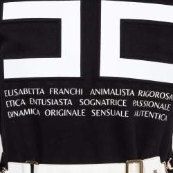 Pre Owned Elisabetta Franchi Black Textured Print Cotton Belted T-Shirt Dress M