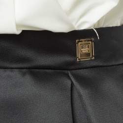 Pre Owned Elisabetta Franchi Black/White Crepe Detachable Skirt Mini Dress M