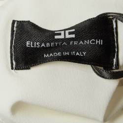 Pre Owned Elisabetta Franchi Black/White Crepe Detachable Skirt Mini Dress M