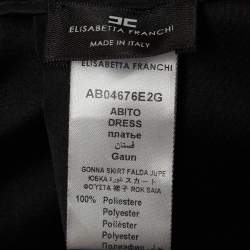 Pre Owned Elisabetta Franchi Black/White Crepe Detachable Skirt Mini Dress M