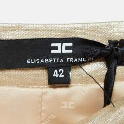 Pre Owned Elisabetta Franchi Gold Linen Draped Mini Skirt L