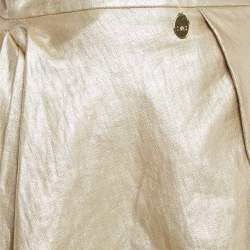 Pre Owned Elisabetta Franchi Gold Linen Draped Mini Skirt L