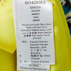 Pre Owned Elisabetta Franchi Blue Printed Jersey Cape Sleeve Open Front Jacket S