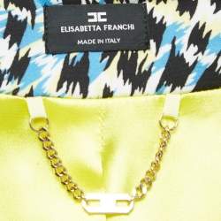 Pre Owned Elisabetta Franchi Blue Printed Jersey Cape Sleeve Open Front Jacket S