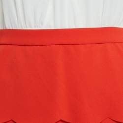 Pre Owned Elisabetta Franchi White/Orange Chiffon Detachable Mini Dress M