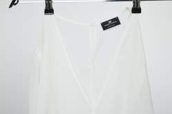 Pre Owned Elisabetta Franchi White/Orange Chiffon Detachable Mini Dress M