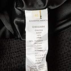 Elisabetta Franchi Gold Black Crinkle Crepe Zip-Up Top S