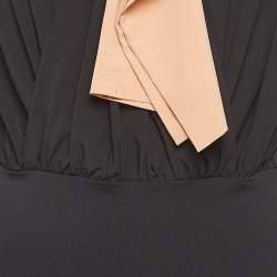 Pre Owned Elisabetta Franchi Black Jersey Bow Detail Sleeveless Bodysuit M